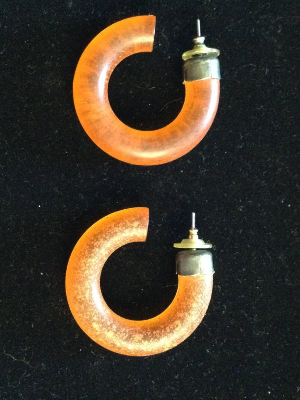 VTG 50-60 Zenzil Chunky Orange Lucite Hoops Thick Groovy Heavy Avant Garde Chic